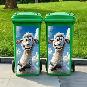 Confezione da 2 adesivi divertenti a forma di pecora per pattumiera, 37 x 82 cm, adesivi autoadesivi per pattumiera, adesivi decorativi da parete facili da app
