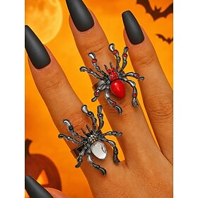 Women's Alloy Acrylic Spider Ring Gothic Halloween Jewelry Black Red Statement Ring for Women Costume Party Accessories, Witch Style, Gothic Fashion, Cosplay,