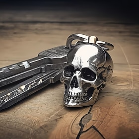 Halloween Skull Keychain, Vintage Gothic Metal Skull Key Ring for Car Keys, House Keys, Backpack Charm, Punk Accessories, Halloween Party Favor, Christmas Bir