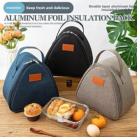 Triangle Insulated Lunch Bag, Portable Thermal Lunch Tote with Aluminum Foil Lining, Reusable Food Storage Bag for School, Office, Picnic, Hiking, Travel and D