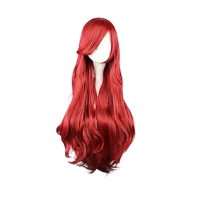 Ocean Princess Extra Long Wavy Red Side-Swept Cosplay Halloween Wig