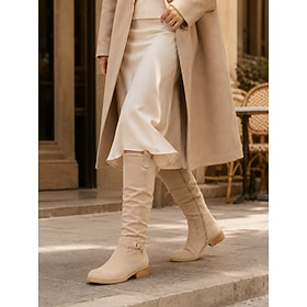 Women's Suede Knee-High Boots with Slouchy Design - Perfect for Fall Fashion, Casual Outings, and Outdoor Adventures