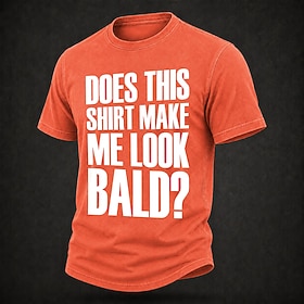 Does This Shirt Make Me Look Bald? Heavyweight Washed Graphic Tee - 100% Cotton DTG T-Shirt for Men Casual Everyday Wear Funny Gift