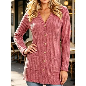 Women's Casual Jacket Sequins Plain Elegant Daily Long Sleeve Crew Neck Long Tops Casual Outdoor Office Blue Black Red Green Apricot Fall Winter
