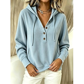 Women's Corduroy Tops Plain Warm Active Vintage Long Sleeve Hooded Regular Tops Casual Home Street Blue claret Pink Orange Beige Spring Fall Winter