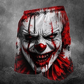 Halloween Homme Animal Clown effrayant Drôle Shorts de bain Shorts de Surf Caleçons de Bain Taille Moyenne Streetwear Exagéré Frais Vêtements de rue Vacances à