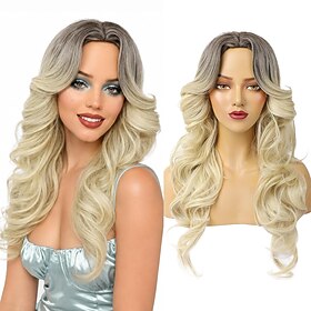 70s Wig for Women, Long Wavy Feathered Disco Wig Vintage Natural Synthetic Full Wigs for Halloween Costume Parties Concerts Cosplay