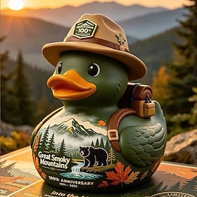 Great Smoky Mountains 100th Anniversary Duck, Resin Handmade 1926-2026 Centennial Celebration Collectible Duck Figurine, National Park Souvenir Decor, Travel G