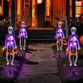 Solar Powered Skeleton Skeleton Ground Stake Lights, Outdoor Garden Yard Glowing Decorative Landscape Lamp for Halloween Holiday Party Atmosphere Decor