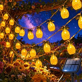 6.5m 30LEDs Solar String Lights Pineapple Coconut Tree Flamingo Waterproof Outdoor Fairy Lights for Christmas Weddings Parties Halloween Gardens Trees Balconie