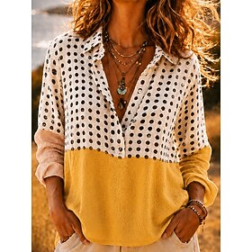 Women's Blouse Print Floral Vacation Vintage Daily Long Sleeve V Neck Shirt Collar Off Shoulder Long Tops Casual Daily Outdoor Blue White Black Summer Spring F