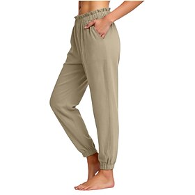 Women's Joggers Sport Classic Style Casual Daily Full Length Medium Waist Plain Pocket Wide Leg Elastic Waistband Inelastic Outdoor Streetwear Blue White Dark