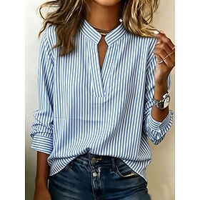 Women's Blouse Graphic Plaid Vintage Stylish Long Sleeve Notched Neck Regular Tops Casual Daily Holiday Blue Purple Apricot Summer Spring Fall