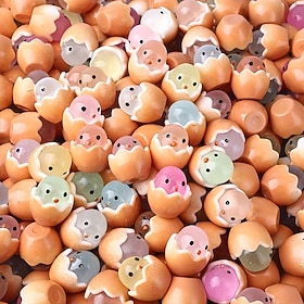 50pcs Mini Luminous Easter Egg Chick Statues, Cute Glow in the Dark Easter Chick Ornaments, DIY Fairy Garden Accessories, Miniature Garden Decor for Bonsai, De