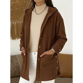 Women's Winter Coat Windproof Warm Pocket Elegant Vintage Daily Retro Casual Regular Hooded Regular Fit Long Sleeve Outerwear Navy Pink Wine Fall Winter