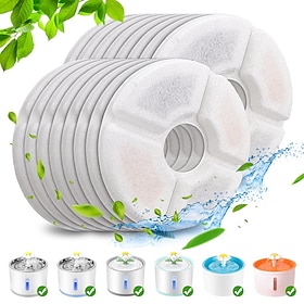 16-Pack Cat Water Fountain Filters, 5-Inch Round Replacement Carbon Filters with 3-Layer Filtration, Compatible with 81 oz/2.4 L Automatic Pet Water Fountains