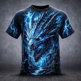 Halloween Men's Dragon T Shirt Short Sleeve T shirt 3D Print Crew Neck Shirt Exaggerated Designer Horror Club Party Street Black 4 Black 1 Black 3 Summer Sprin