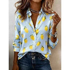 Women's Shirt Satin Top Graphic Geometric Bohemia Vintage Stylish Long Sleeve Shirt Collar Regular Tops Casual Daily Holiday Light Green Pink Grey Summer Sprin