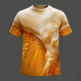 Oktoberfest Men's Beer T Shirt Short Sleeve T shirt 3D Print Crew Neck Shirt Exaggerated Designer Casual Daily Club 1 2 3 Summer Spring Clothing Apparel S M L