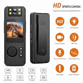 Body Cameras Video Recorder with 180 Rotation Lens and WiFi for Real-Time Viewing, and Infrared Night Vision Cam, Ideal for Outdoor Security, Law Enforcement,