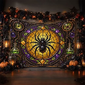 Halloween-Spinnen-Wandteppich, moderner psychedelischer Fantasy-Wandbehang, gruselige gotische Spinnennetz-Ästhetik-Raumdeko-Stoffdecke für Schlafzimmer, Wohnz
