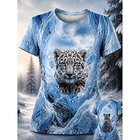 Women's T Shirt Print Graphic Animal Vintage Stylish Classic Short Sleeve Crew Neck Regular Tops Casual Daily Blue Spring Fall Winter