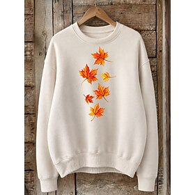 Women's 100% Cotton Sweatshirts Graphic Fashion Modern Casual Long Sleeve Crew Neck Regular Tops Blue Black Yellow Pink Red Spring Fall