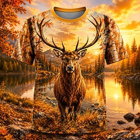Men's Animal Bear Fox Elk T Shirt Short Sleeve T shirt 3D Print Crew Neck Shirt Exaggerated Designer Party Holiday Orange 3 Orange Orange 2 Summer Spring Cloth