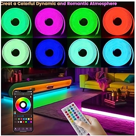 24V RGB Neon LED Strip Lights, 5M/10M/15M/20M 3535 Neon Rope Lights with Music Sync, Flexible Color Changing Light Strip for Bedroom, Gaming Room, Party, Home
