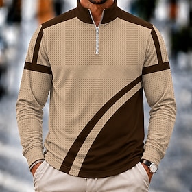 Homme Géométrique Chemise de tennis Polo quart de zip Polos de Golf manche longue Col montant Décontracté Quotidien Moderne Quotidien Vacances Course Zip Up Au