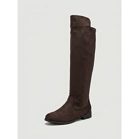 Women's Over The Knee Riding Boots with Side Zipper, Slim Fit Design Low Heel Comfort for Fall Winter Casual Everyday Wear