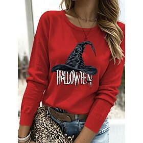 Women's Sweater Fashion Daily Casual Graphic Abstract Ribbed Crew Neck Buttons Print Long Sleeve Regular Tops Knit Daily Outdoor Date Blue Black Fall Winter