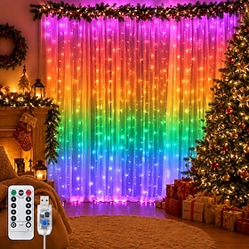 Curtain String Lights LED for Christmas, 300LEDs Hanging Fairy Lights, USB Powered with Remote Control, String Lights for Window Wall Background Holiday Christ
