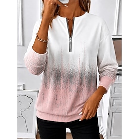 Women's Pullover Sweatshirt Zip Up Sweatshirts Zipper Print Floral Graphic Paisley Fashion Casual Long Sleeve Crew Neck Half Zip Regular Tops Casual Street Dai