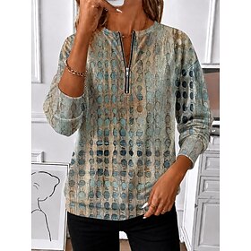 Women's Pullover Sweatshirt Zip Up Sweatshirts Zipper Print Floral Graphic Paisley Fashion Casual Long Sleeve Crew Neck Regular Tops Casual Street Dailywear Bl