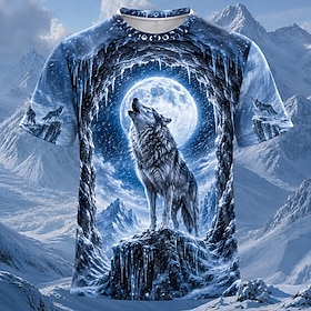 Men's Animal Wolf T Shirt Short Sleeve T shirt 3D Print Crew Neck Shirt Fashion Casual Daily Street 1 2 3 Summer Fall Clothing Apparel S M L XL 2XL 3XL