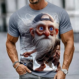 Men's Old Man T Shirt Short Sleeve T shirt 3D Print Crew Neck Shirt Funny Casual Daily Street Blue White 1 White 2 Summer Spring Clothing Apparel S M L XL 2XL