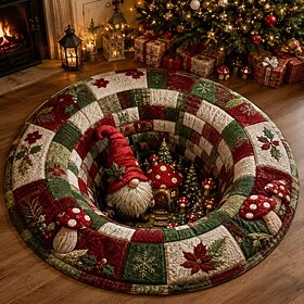 Christmas 3D Vortex Optical Illusion Round Rug, Non Slip Decorative Floor Mat, Festive Visual Trap Design, Xmas Home Decoration Gift for Family and Holiday Par