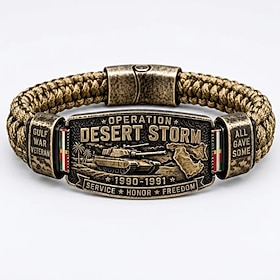 Operation Desert Storm Veteran Paracord Bracelet, Gulf War Veteran Memorial Wristband, Military Service Honor Bracelet for Veterans