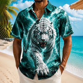 Men's 3D Print Tiger Casual Shirt