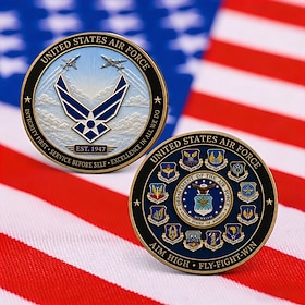 U.S. Air Force Challenge Coin, Aim High Fly-Fight-Win Commemorative Military Coin, USAF Emblem Collectible Keepsake, Veteran Retirement Gift for Airmen