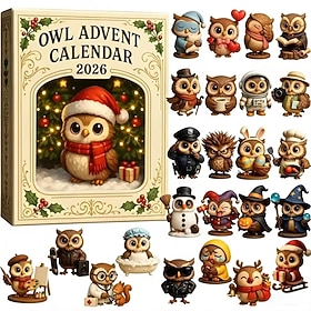 Owl Advent Calendar Christmas Gift, 24-Day Cute Owl Figurines Countdown Calendar with 24 Mini Owl Figures, Holiday Surprise Toy Collection for Kids, Xmas Coun