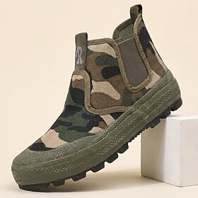 Men's Camouflage Chelsea Boots, Elastic-Side Rugged Non-Slip Outdoor Shoes for Active Men, Hiking, Work, Camping and Travel