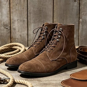Men's Vintage Suede Lace-Up Ankle Boots