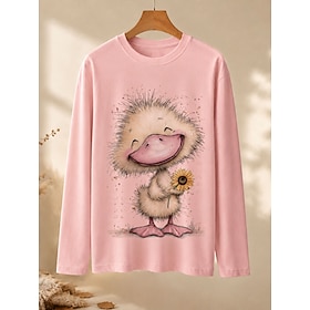 Women's Cotton Shirt Vintage Fashion Stylish Long Sleeve Crew Neck Regular Tops Casual Blue Black Pink Spring Fall