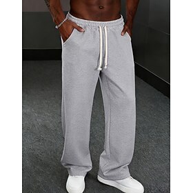 Men's Sweatpants Trousers Casual Pants Straight Leg Sweatpants Drawstring Pocket Elastic Waist Plain Comfort Soft Casual Daily Outdoor Fashion Classic Style Bl