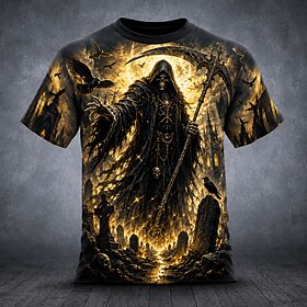 Men's Skull Bone T Shirt Short Sleeve T shirt 3D Print Crew Neck Shirt Gothic Street Dark Party Black 4 Black 1 Black 3 All Seasons Clothing Apparel S M L XL X