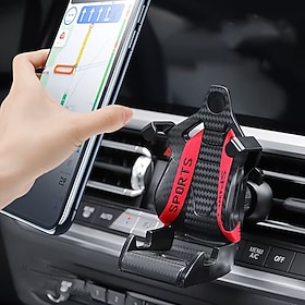 Supporto per telefono universale da auto con design sedile da corsa supporto a morsetto di gravità con motivo in fibra di carbonio per smartphone e dispositivi