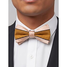 Men's Adjustable Double Layer Bow Tie, Polyester Pre-Tied Formal Bowtie in Multiple Colors for Wedding, Banquet, Party, Prom, Dinner, Holiday Events and Tuxedo