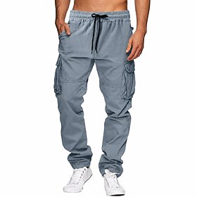Herren Cargo-Hosen Mehrere Taschen Einfach Winddicht Komfort Lässig Täglich Outdoor Urlaub Streetwear Khaki Armeegrün Unelastisch